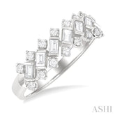 1/2 ctw Scatter Baguette and Round Cut Diamond Fashion Band in 14K White Gold
